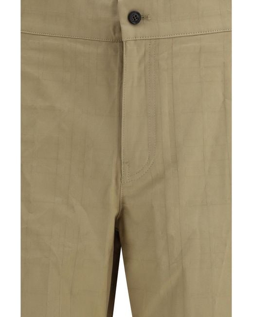 Burberry Green Textured Check Cotton Pants for men