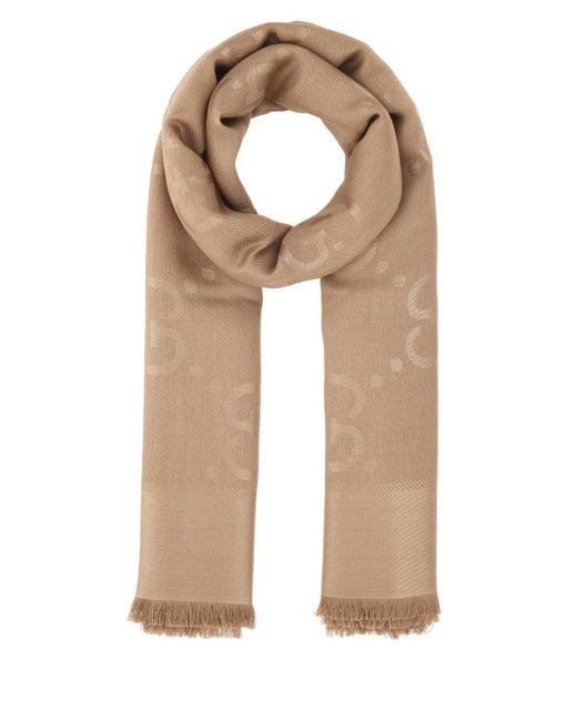 Gucci Natural Gg Jacquard Frayed-Edge Shawl