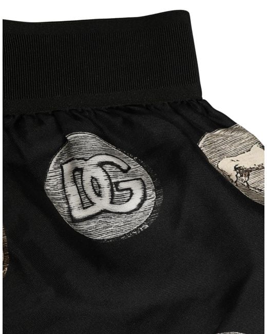 Dolce & Gabbana Black Ancient Coin Print Boxer Shorts Underwear Silk for men