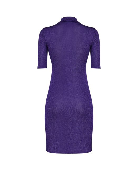 Sportmax Purple High Neck Short-Sleeved Dress