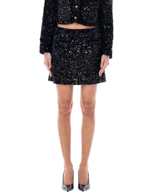 Self-Portrait Black Sequin Mini Skirt