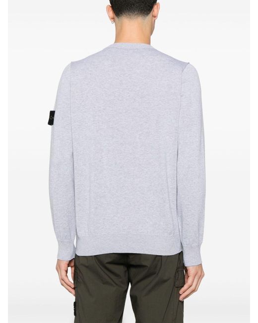 Stone Island White Crewneck Sweater Cotton for men