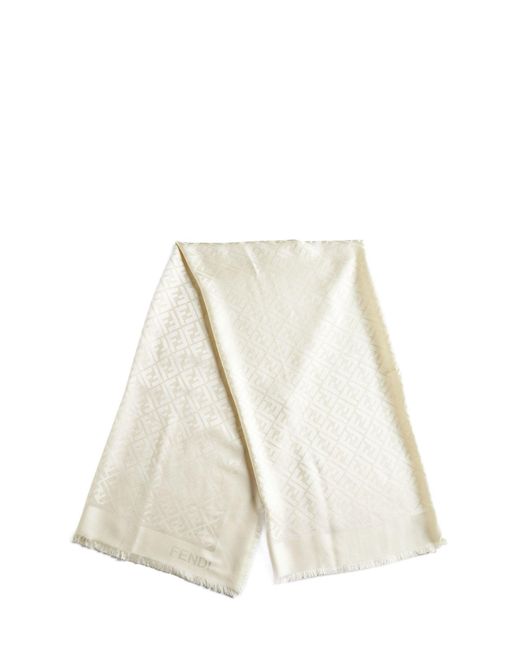 Fendi White Organic Silk Shawl