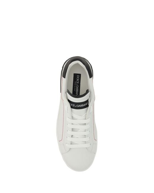 Dolce & Gabbana White Leather Sneakers- Calf Trainers for men