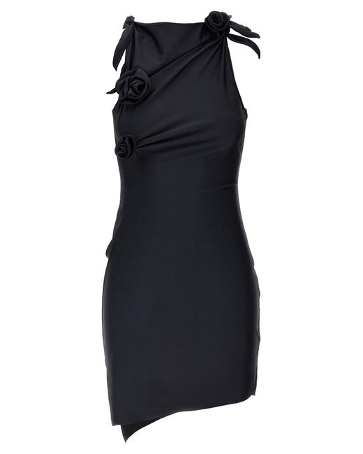 Coperni Black 'Asymmetric Flower' Mini Dress