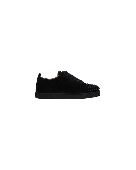 Christian Louboutin Louis Junior Spikes Veau Velours Sneakers in Black