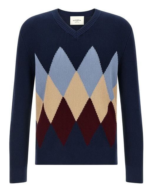 Ballantyne Blue Argyle Pattern Sweater for men