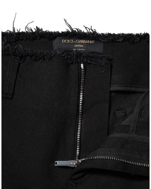 Dolce & Gabbana Black Cotton Mid Waist Flared Denim Jeans Clothing