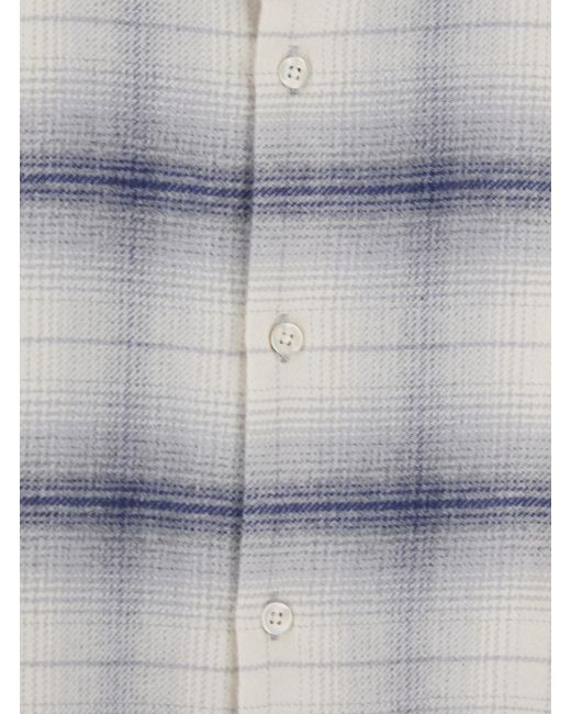 Won Hundred Gray Shirt With Classic Collar And All-Over Check Motif for men
