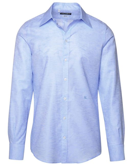 Dolce & Gabbana Light Blue Linen Blend Shirt for men