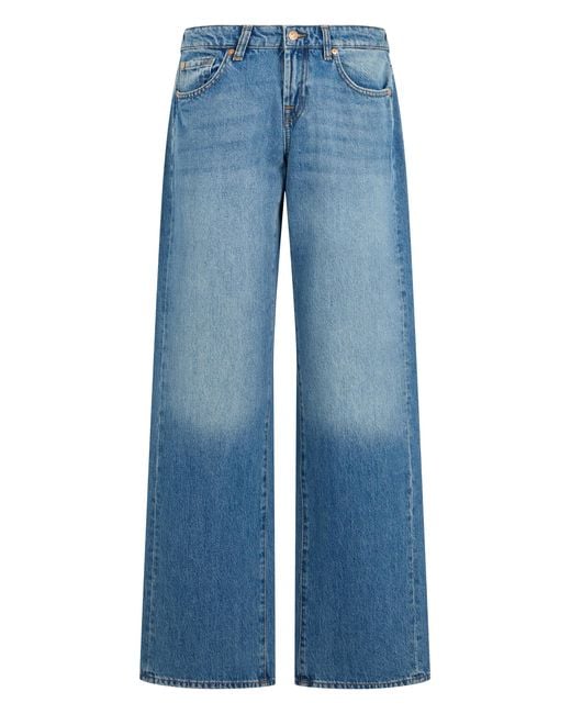 7 For All Mankind Blue Wide-Leg Jeans Cotton