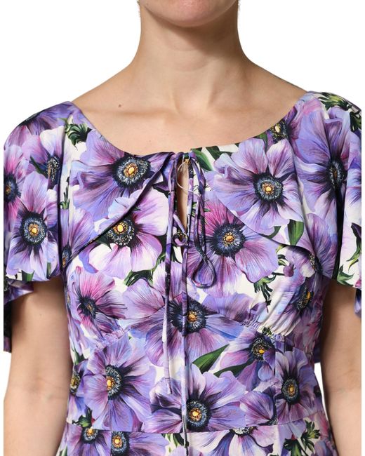 dolce and gabbana purple floral dress Dolce & Gabbana Majolica-print Sleeveless Dress
