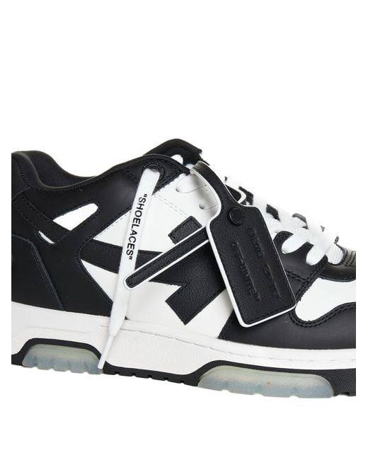 Off-White c/o Virgil Abloh Black Out Of Office Logo-embroidered Leather Low-top Trainers 7.