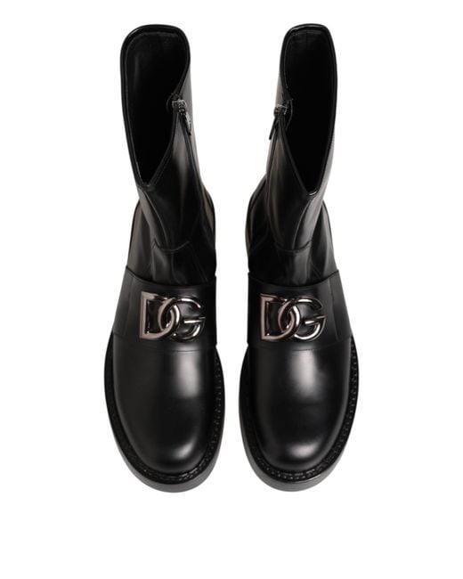 Dolce & Gabbana Black Mv7938 Leather Ankle Boots for men