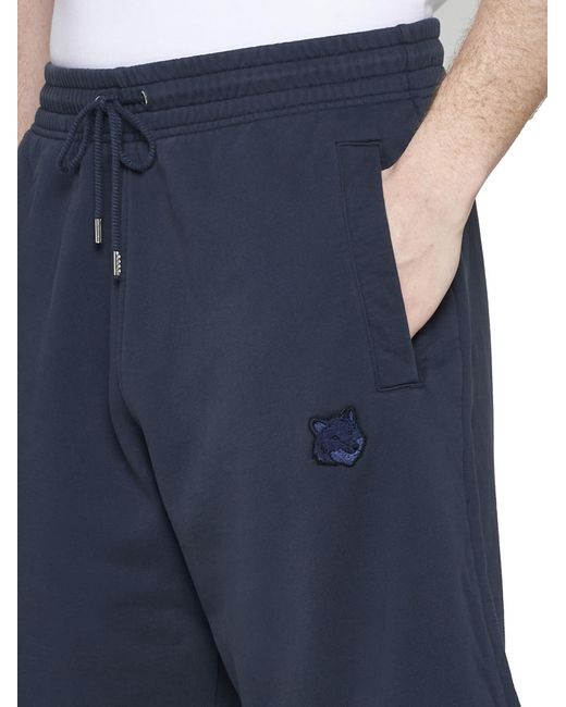 Maison Kitsuné Blue Fox Head Patch Cotton Shorts for men