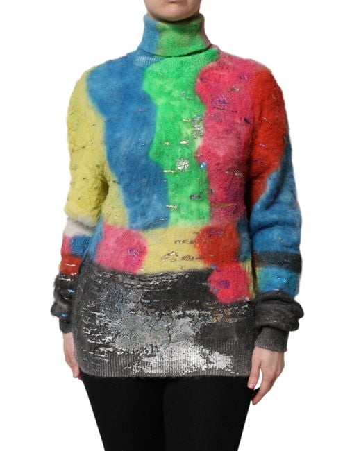 Dolce & Gabbana Gray Mohair Turtleneck Pullover Sweater