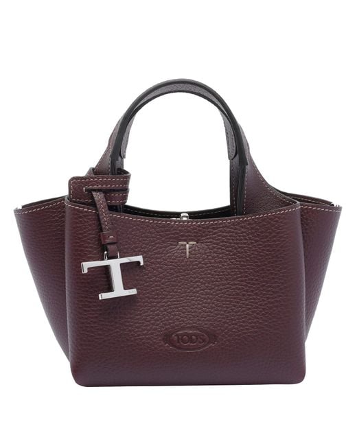 Tod's Purple Micro T Timeless Shopping Bag