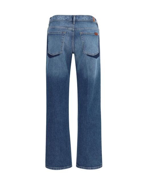 7 For All Mankind Blue Straight Jeans Calie Cotton