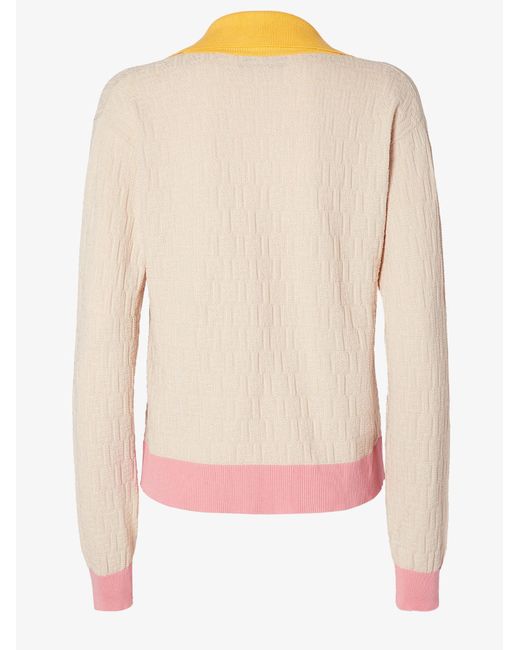 Fendi Natural Sweater With Ff Pattern Cotton