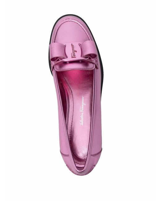 Ferragamo Pink Ferragamo Vivaldo High Shine Ballerina Shoes