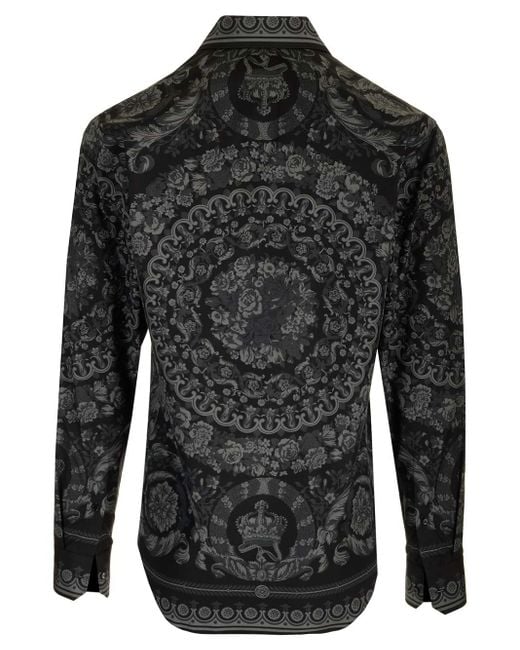 Versace Black Barocco Print Shirt for men