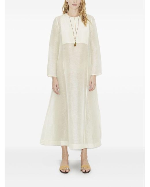 Tory Burch White Linen And Silk Long Kaftan