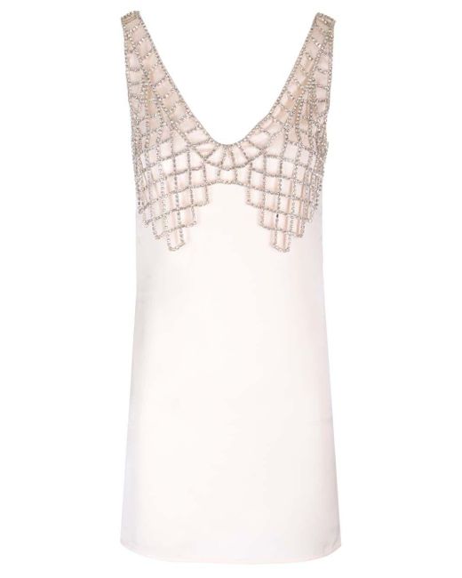 Self-Portrait White Short Dress With Diamond Bralette