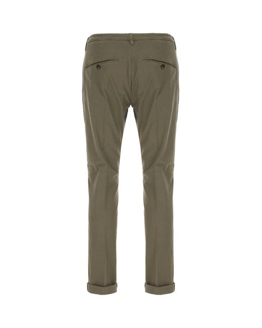 Dondup Green Embroidered Stretch Lyocell Blend Pants for men