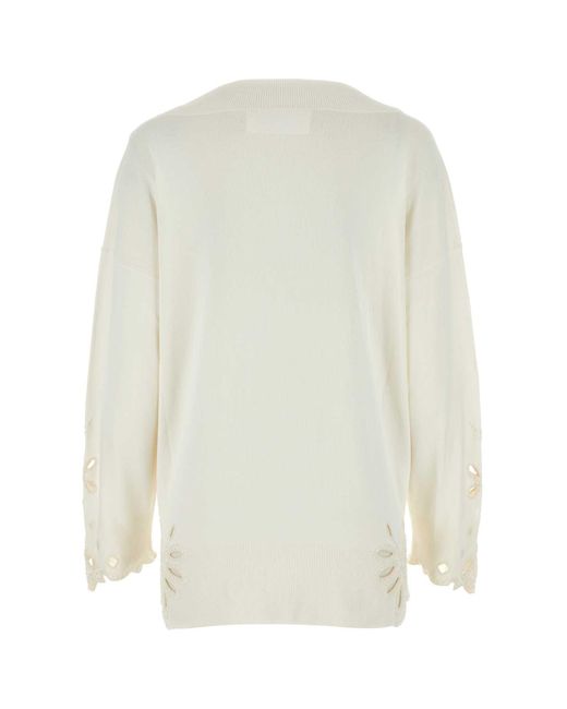 Ermanno Scervino White Ivory Viscose Blend Sweater