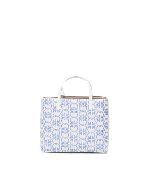 Pinko White Classic Fabric Shopper Bag