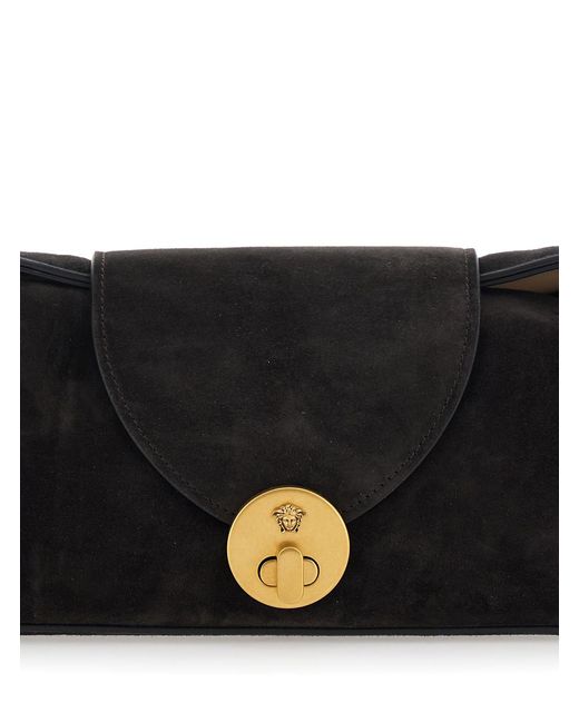 Versace White Shoulder Bag Medusa Suede Lamb