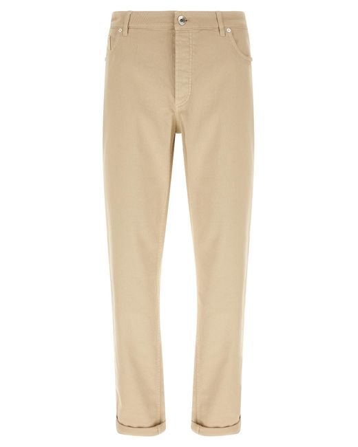 Brunello Cucinelli Natural Cotton Tapered Jeans Clothing for men