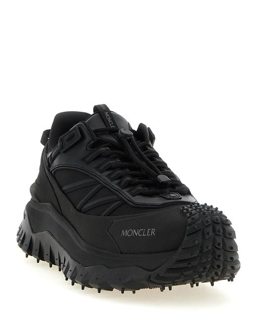 Moncler Black Leather Athletic Sneakers for men