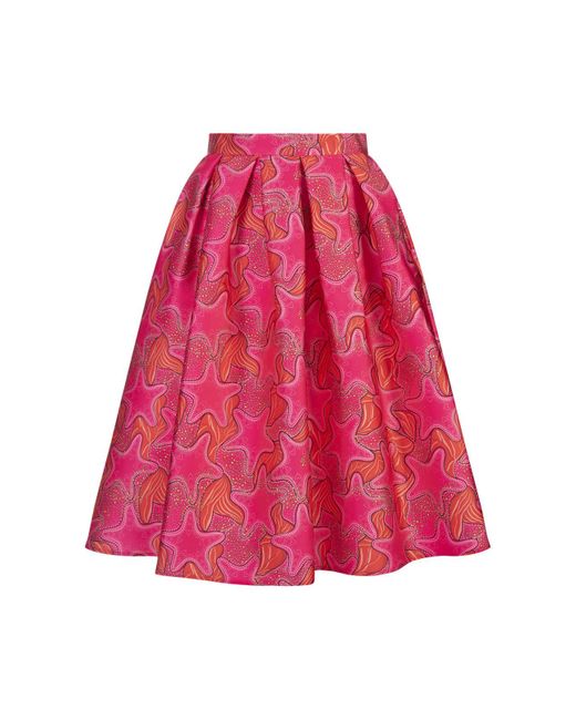 ALESSANDRO ENRIQUEZ Pink Midi Skirt With Fuchsia Stars Print