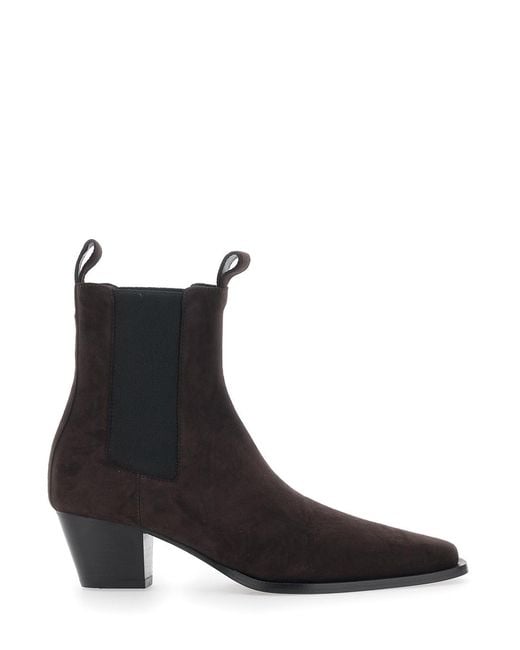 Totême Black Suede Ankle Boots With Elastic Bands
