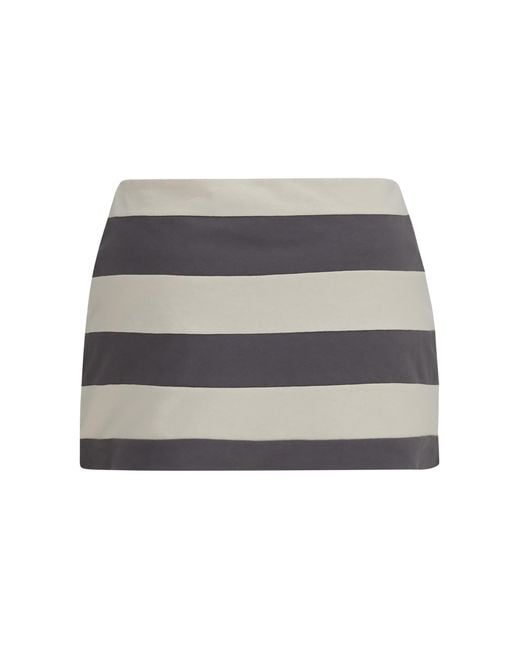 Miu Miu Gray Mini Skirt Striped Cotton