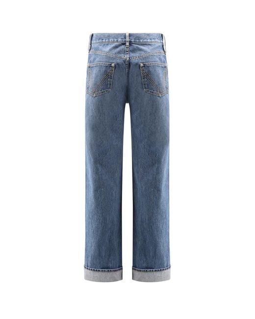 Bottega Veneta Blue Wide Leg Jeans With Turn Up for men
