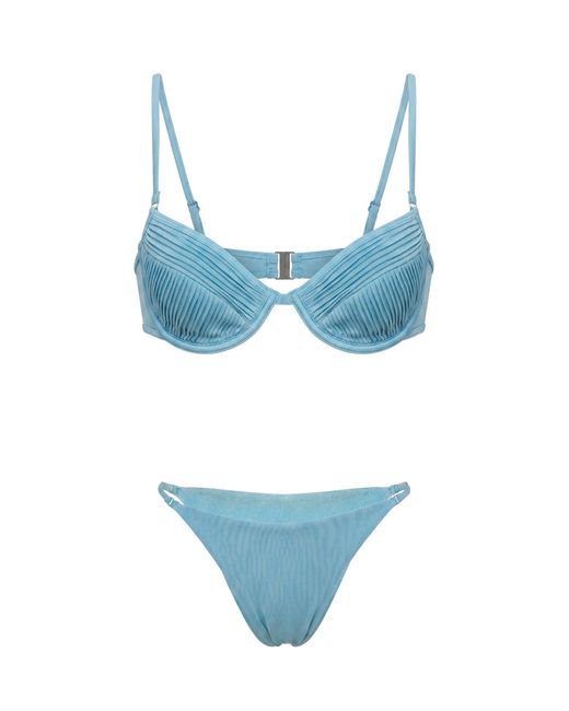 Selia Richwood Blue Amy Bikini With Shirred Fabric With Pleated Detailing Balconette Top And Brazilian Bottom