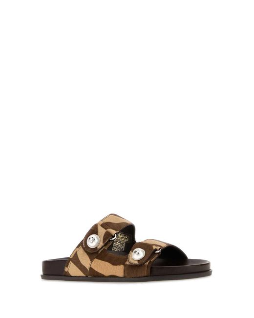 Jimmy Choo Multicolor Printed Calf Hair Fayence Slippers