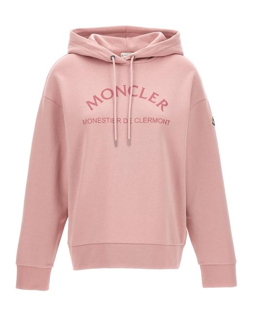 Moncler Pink Logo Print Hoodie
