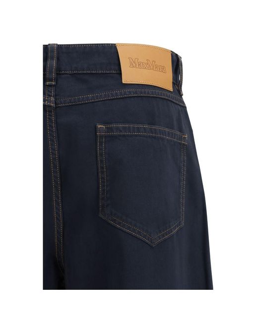 Max Mara Blue Cotton Casual Pants