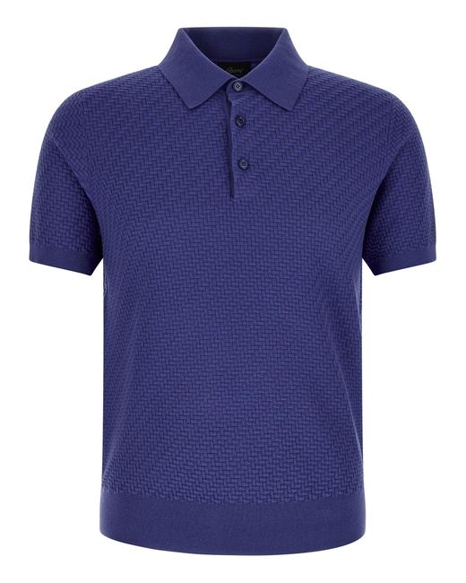 Brioni Blue Weaving Polo Plot for men