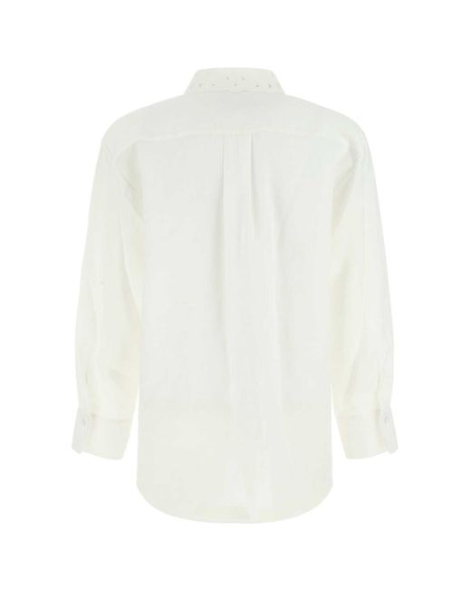 Chloé White Ivory Linen Oversize Shirt