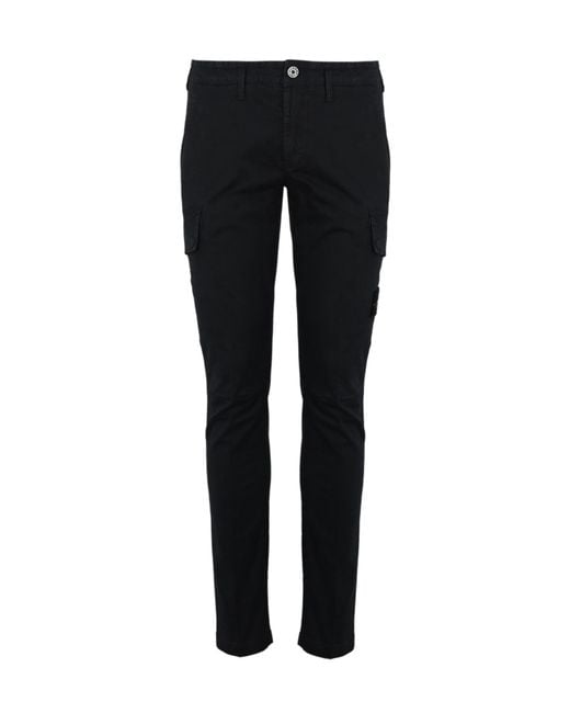 Stone Island Black Cargo Trousers 30604 Old Treatment for men