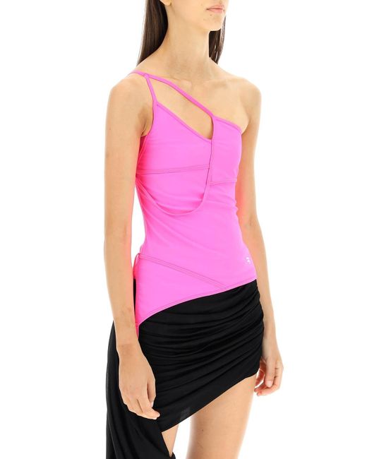 Balenciaga Pink Lycra One-Shoulder Top