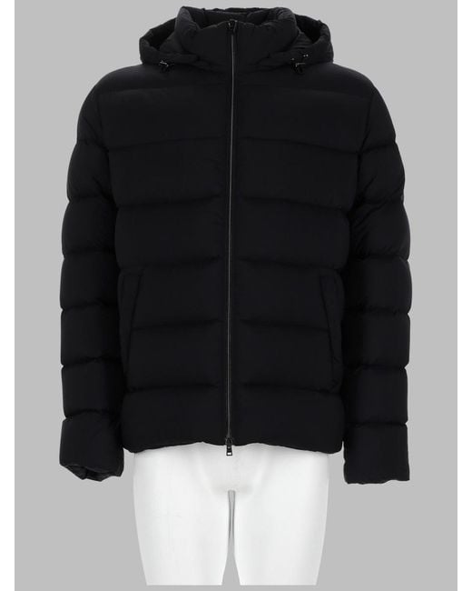 Herno Black Quilted Hooded Jacket Polyamide Trench & Raincoats for men