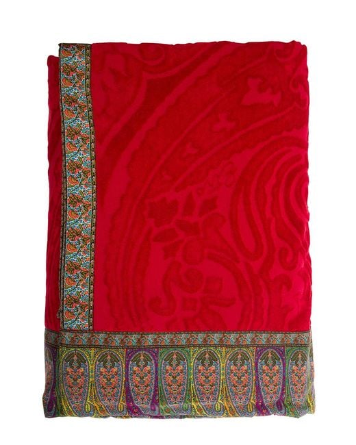 Etro Red Beach Towel Rectangular Cotton Accessories