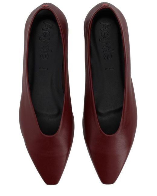 Aeyde Red Ballerina Betty Nappa Leather Shoe