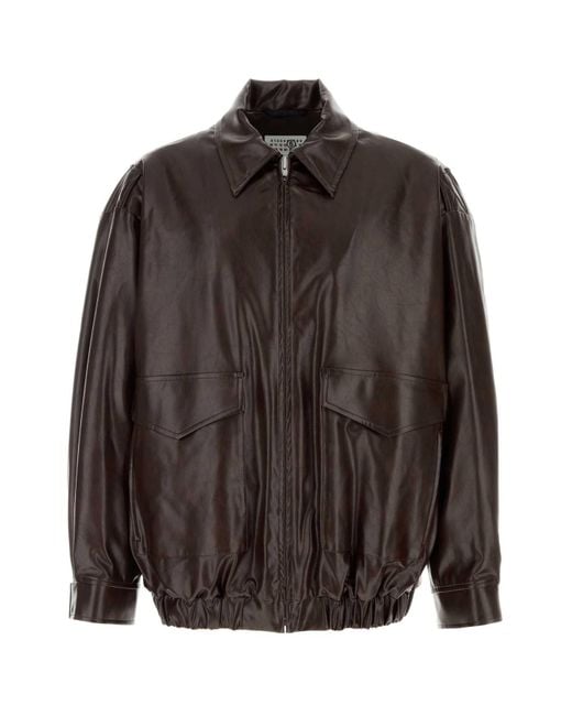 MM6 by Maison Martin Margiela Brown Chocolate Synthetic Leather Jacket for men