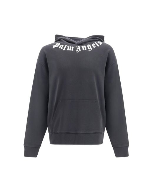 Palm Angels Gray Logo Hoodie-Off/Off Cotton Sweatshirts for men